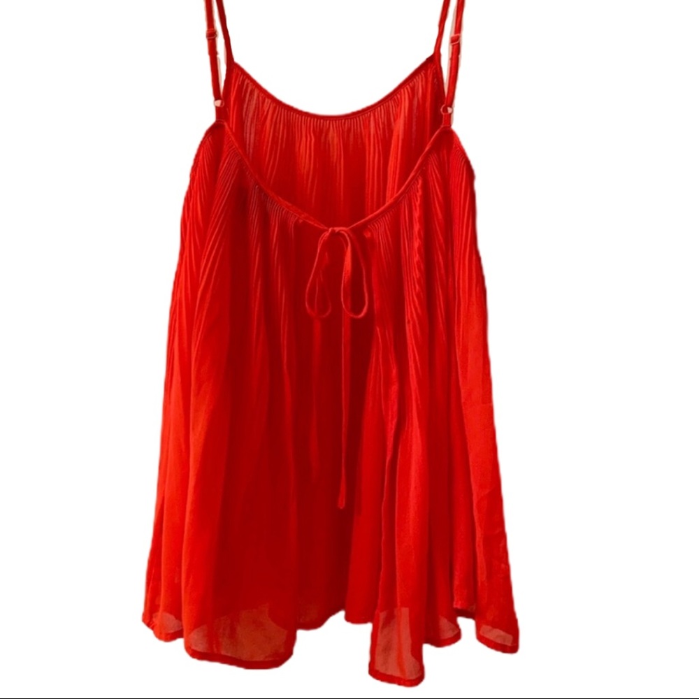 ASOS Flame Red Flowy Blouse Top with Back Tie